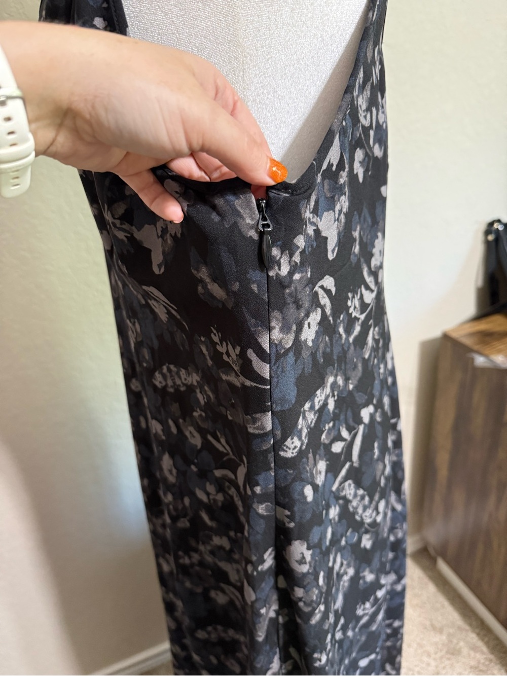 torrid Black and Gray Floral Slip Maxi Dress - Picture 9 of 16